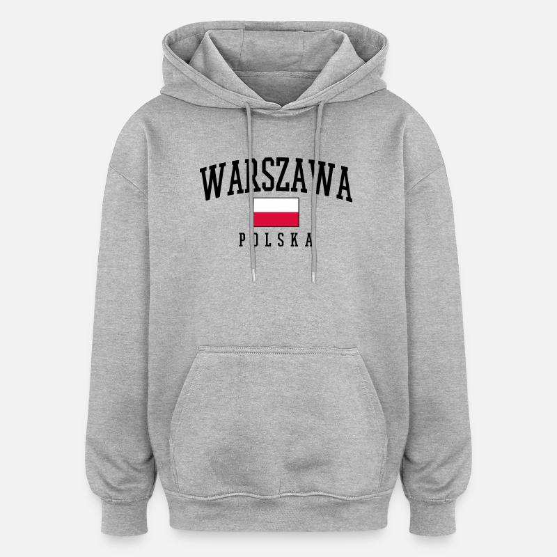 Varsovie - Warszawa - Sweat à capuche oversize unisexe - gris chiné