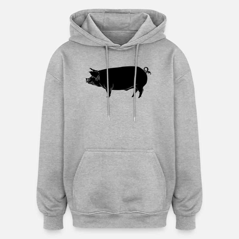 Pig shadow image logo - Oversized Unisex Hoodie - heather grey