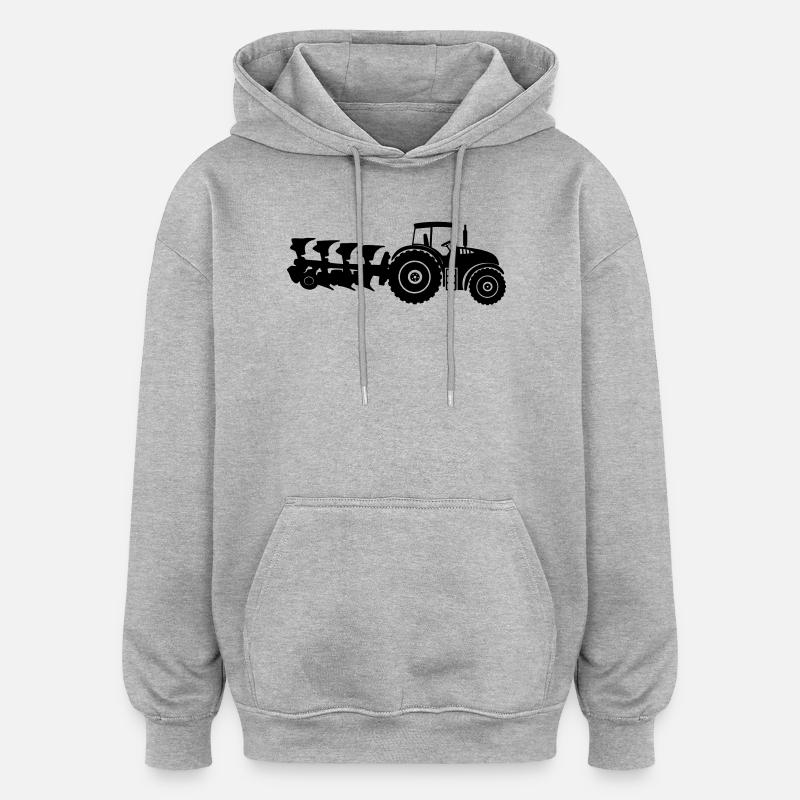 Charrue de tracteur - Sweat à capuche oversize unisexe - gris chiné