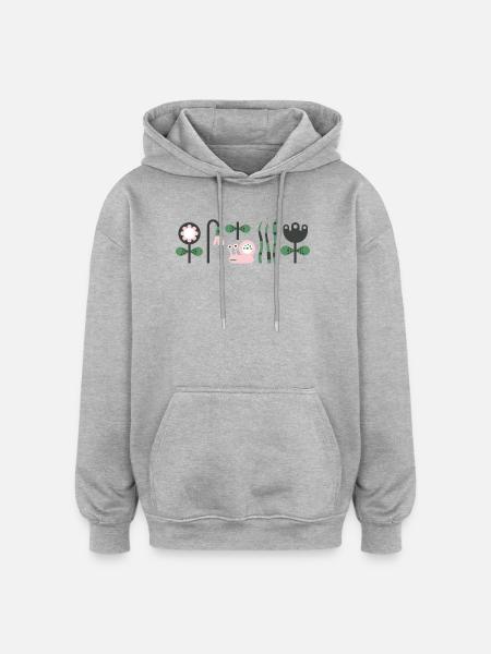 hungry pink snail with flowers - Oversized Unisex Hoodie - heather grey