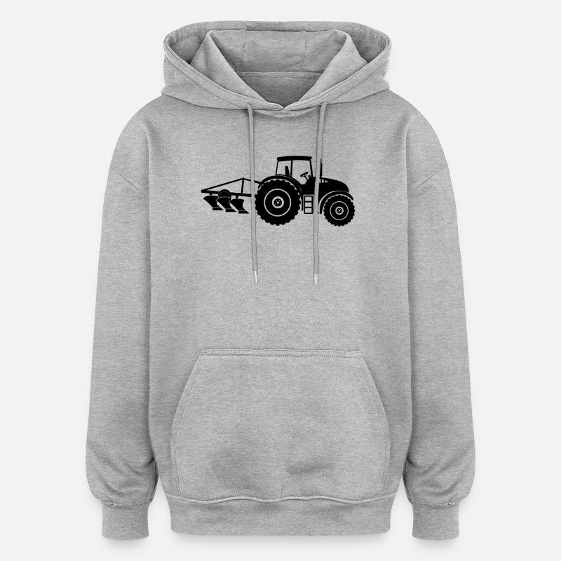 Traktor mit Pflug-Logo-Bauernhof - Oversized Unisex Hoodie - Grau meliert