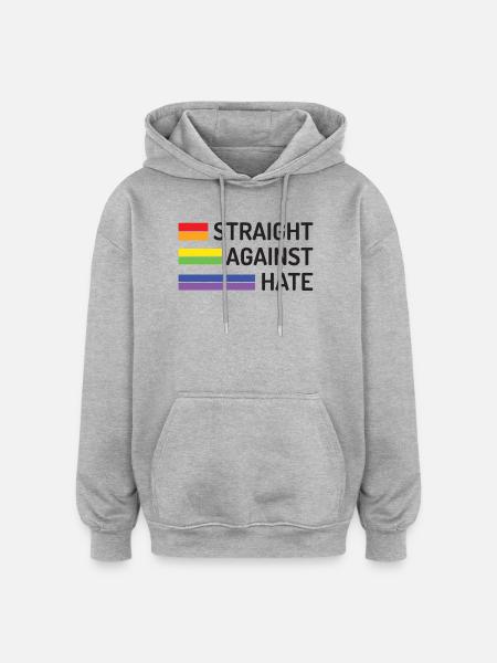 Pride Month - Straight Against Hate - Oversized Unisex Hoodie - heather grey