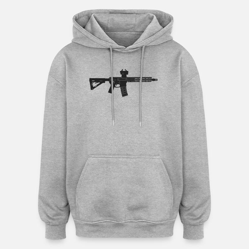 Fusil d'assaut 5,56 x 45 mm - Sweat à capuche oversize unisexe - gris chiné