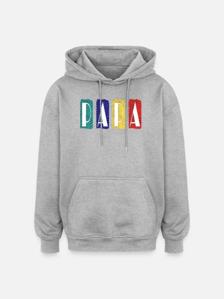 PAPA Zebra Farbpanel - Oversized Unisex Hoodie - Grau meliert