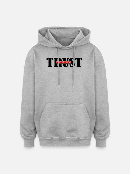 Vertraue niemandem - Oversized Unisex Hoodie - Grau meliert