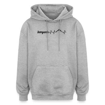 Bergweh Pulsschlag Berge - Exklusiv - Oversized Unisex Hoodie - Grau meliert - Vorne - Noah (186cm)
