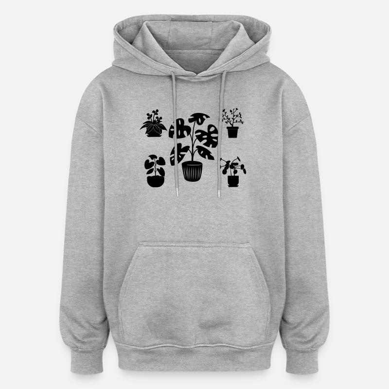 Plantes d’intérieur cinq - Sweat à capuche oversize unisexe - gris chiné