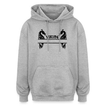 Bannière Viking à deux dragons - Sweat à capuche oversize unisexe - gris chiné - Devant - Noah (186cm)