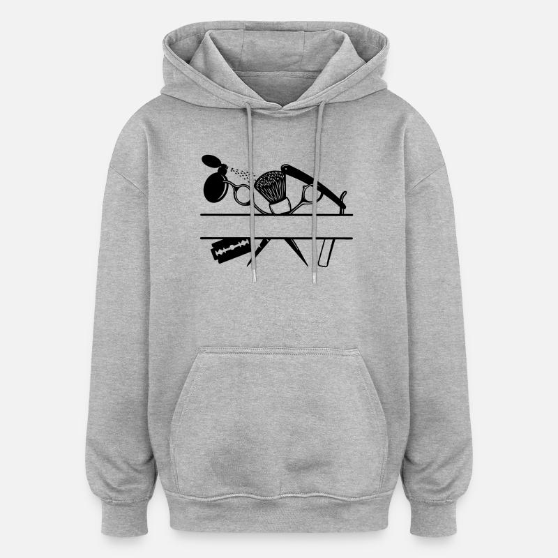 Bannière de texte d’attributs de coiffeurs - Sweat à capuche oversize unisexe - gris chiné