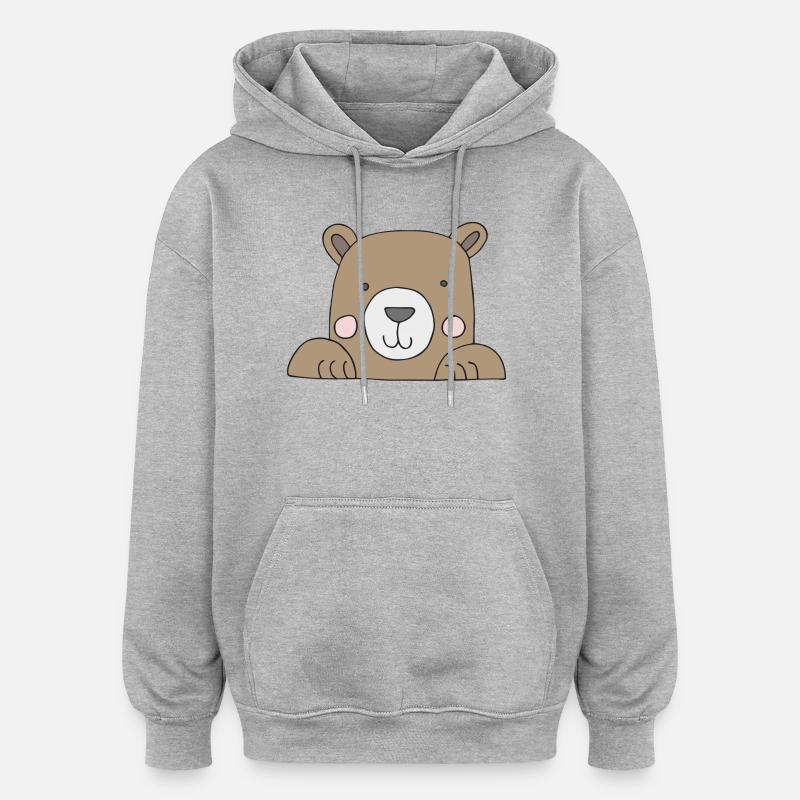 Tête d’ours mignonne - Sweat à capuche oversize unisexe - gris chiné