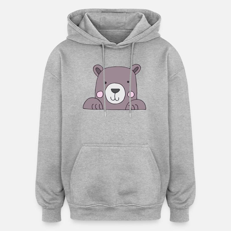 Tête d’ours mignonne - Sweat à capuche oversize unisexe - gris chiné