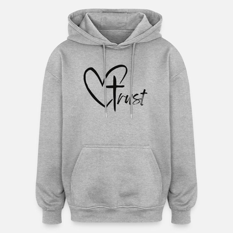 Confiance - Sweat à capuche oversize unisexe - gris chiné