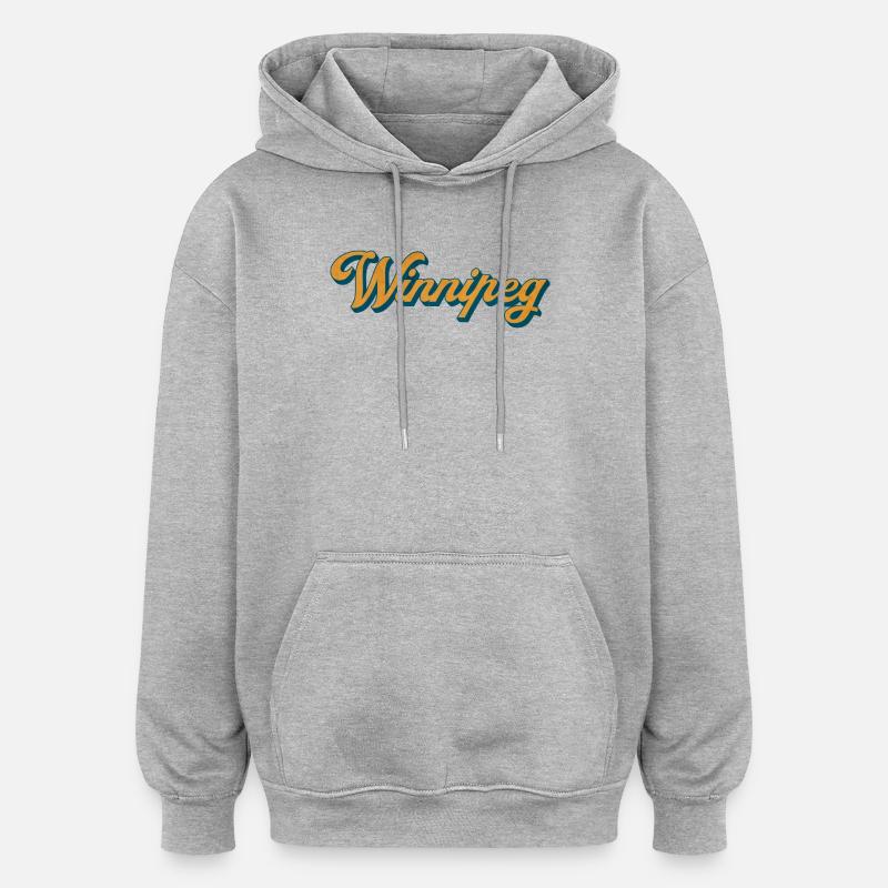Winnipeg Retro Script - Sweat à capuche oversize unisexe - gris chiné