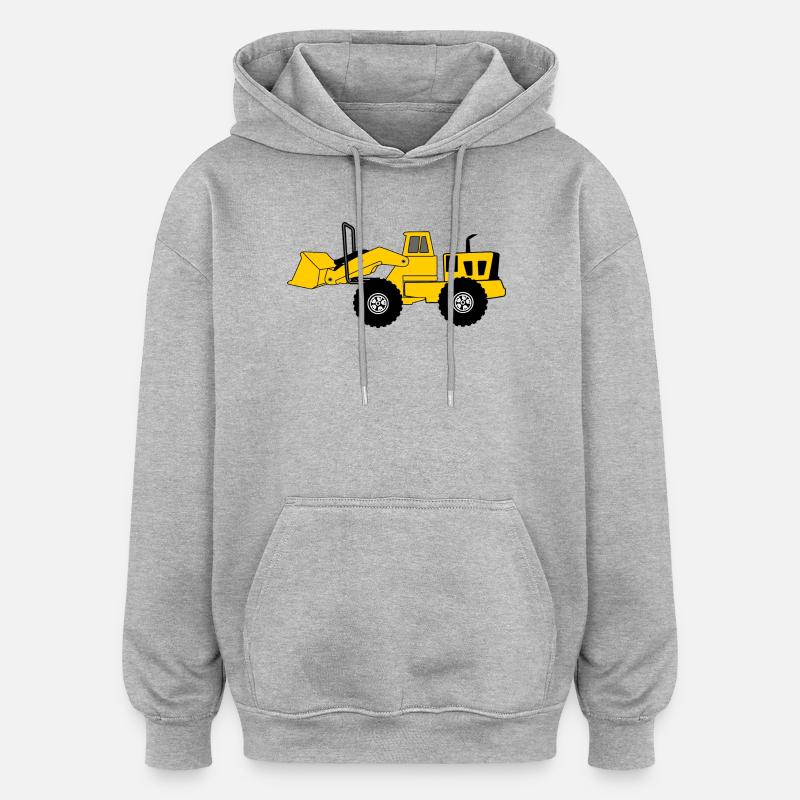 Bulldozer jaune - Sweat à capuche oversize unisexe - gris chiné