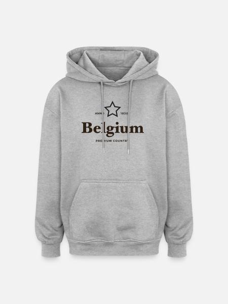 belgien PREMIUM LAND - Oversized Unisex Hoodie - Grau meliert
