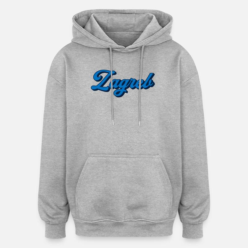 Zagreb Script Logo Style - Sweat à capuche oversize unisexe - gris chiné