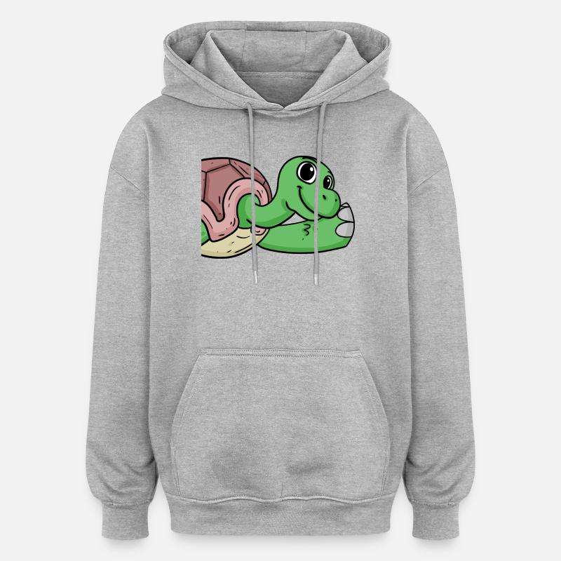 Salutation des tortues - Sweat à capuche oversize unisexe - gris chiné