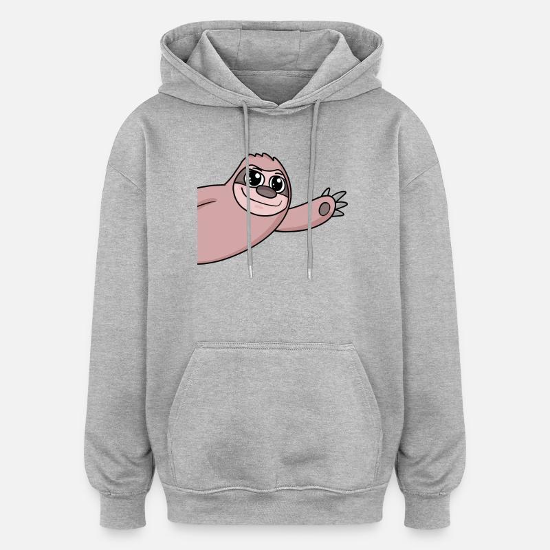 Sloth Greeting Greeting - Oversized Unisex Hoodie - heather grey