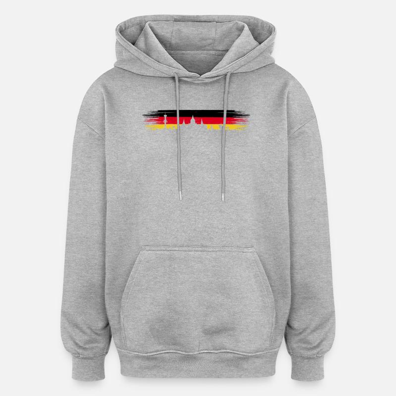 Hanovre Allemagne Drapeau Basse-Saxe Skyline - Sweat à capuche oversize unisexe - gris chiné