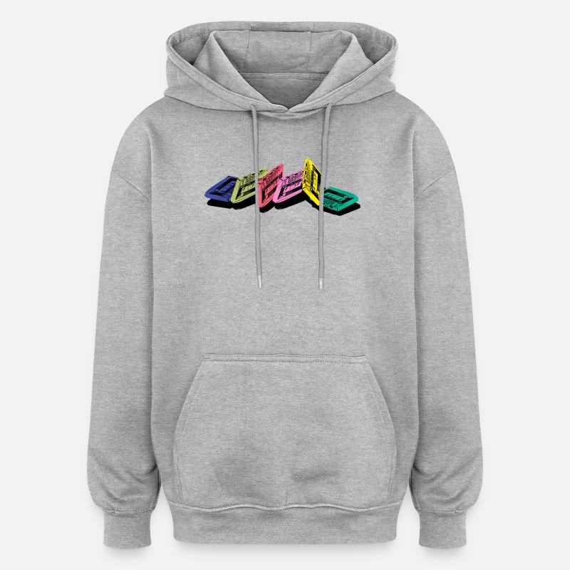 Cassette audio - Sweat à capuche oversize unisexe - gris chiné