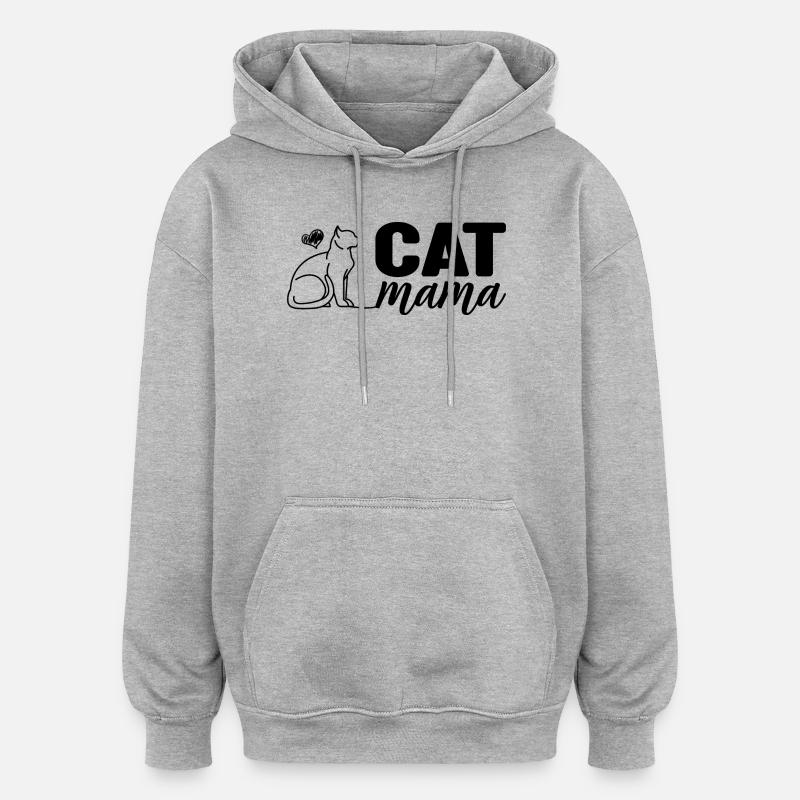 Maman chat - Sweat à capuche oversize unisexe - gris chiné