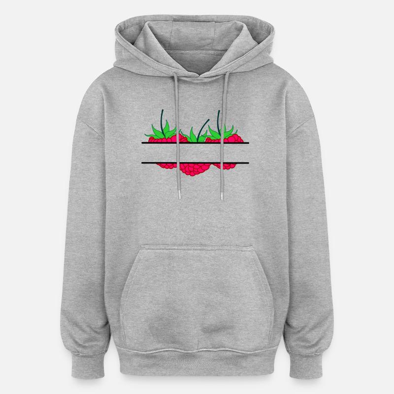 Bannière framboise framboise rouge - Sweat à capuche oversize unisexe - gris chiné