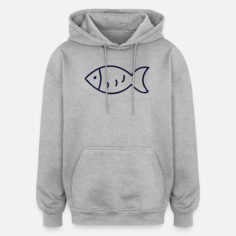 Pêcheurs Pêche Poisson - Sweat à capuche oversize unisexe - gris chiné