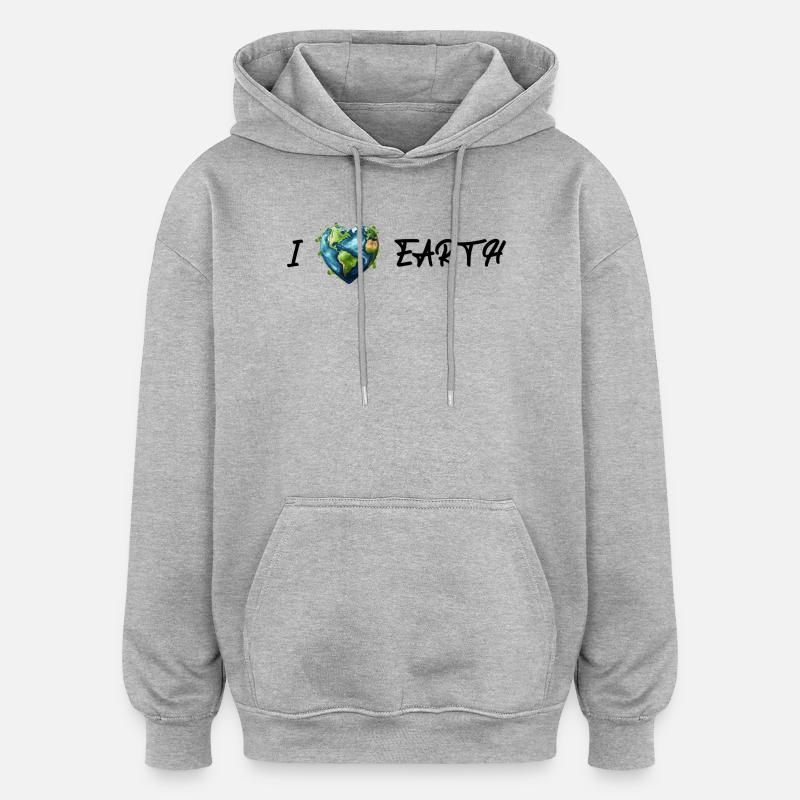 Ich Liebe Die Erde - Oversized Unisex Hoodie - Grau meliert