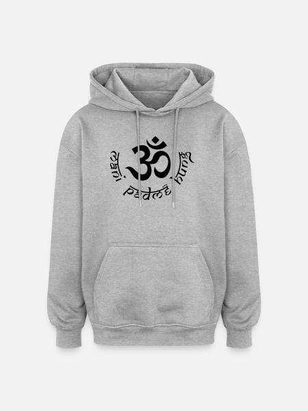 OM Mani Padme Hung - Oversized Unisex Hoodie - Grau meliert