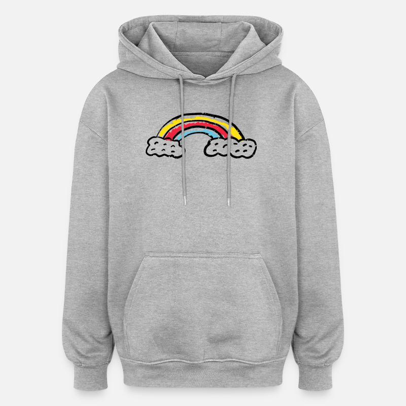 Coups d’arc de pinceau arc-en-ciel - Sweat à capuche oversize unisexe - gris chiné