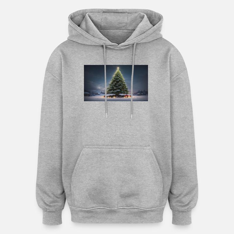 Winterlicher Weihnachtsbaum mit Geschenken - Oversized Unisex Hoodie - Grau meliert