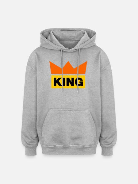 King / 3 Farben - Oversized Unisex Hoodie - Grau meliert
