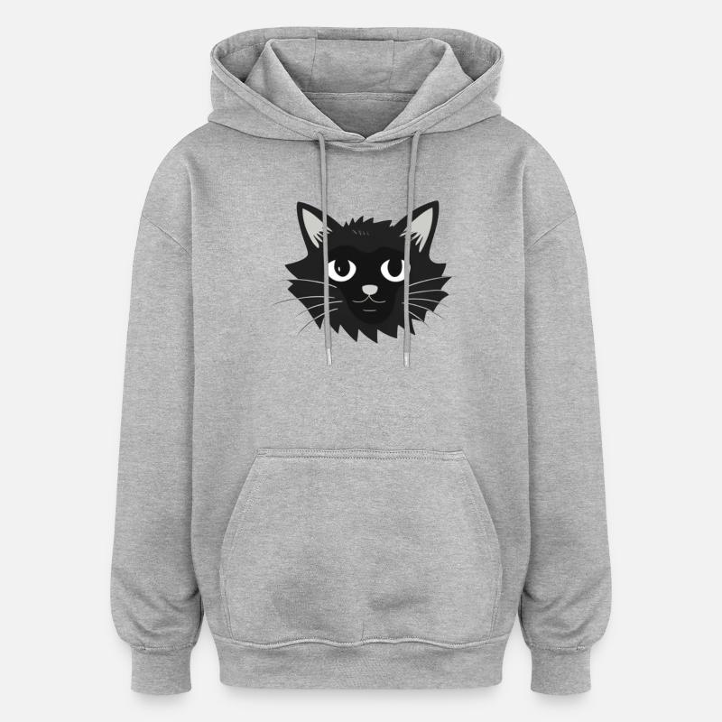 Visage de chat Katzengesicht - Sweat à capuche oversize unisexe - gris chiné