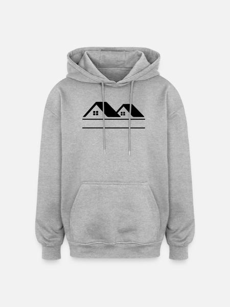 Häuser-Textbanner - Oversized Unisex Hoodie - Grau meliert