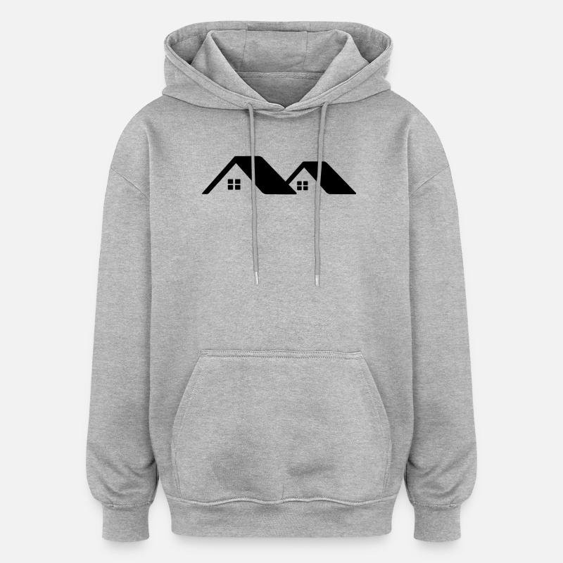 Chalets sur le toit - Sweat à capuche oversize unisexe - gris chiné