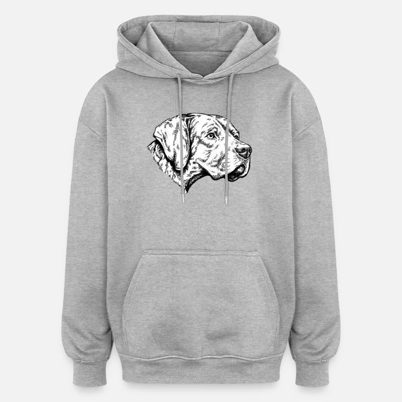Braque du Bourbonnais Portrait - Sweat à capuche oversize unisexe - gris chiné