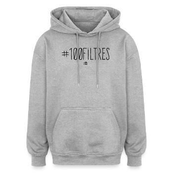 Hashtag 100 filtres Satire Réseaux Sociaux - noir - Sweat à capuche oversize unisexe - gris chiné - Devant - Noah (186cm)