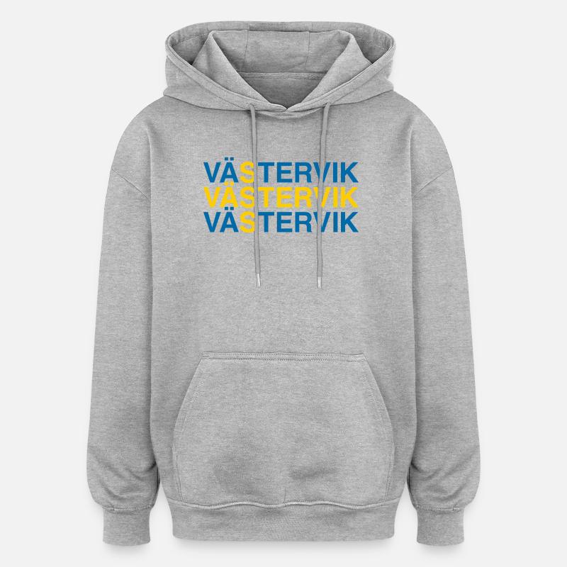 VÄSTERVIK Suède Sverige Suède Drapeau - Sweat à capuche oversize unisexe - gris chiné