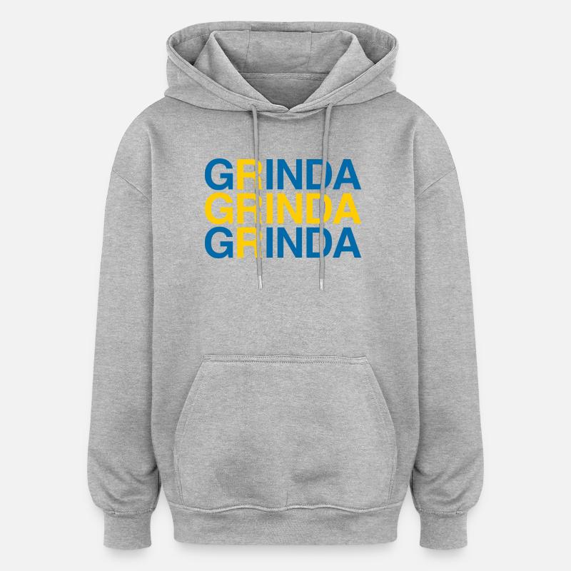 GRINDA Sverige Suède Suède Drapeau - Sweat à capuche oversize unisexe - gris chiné