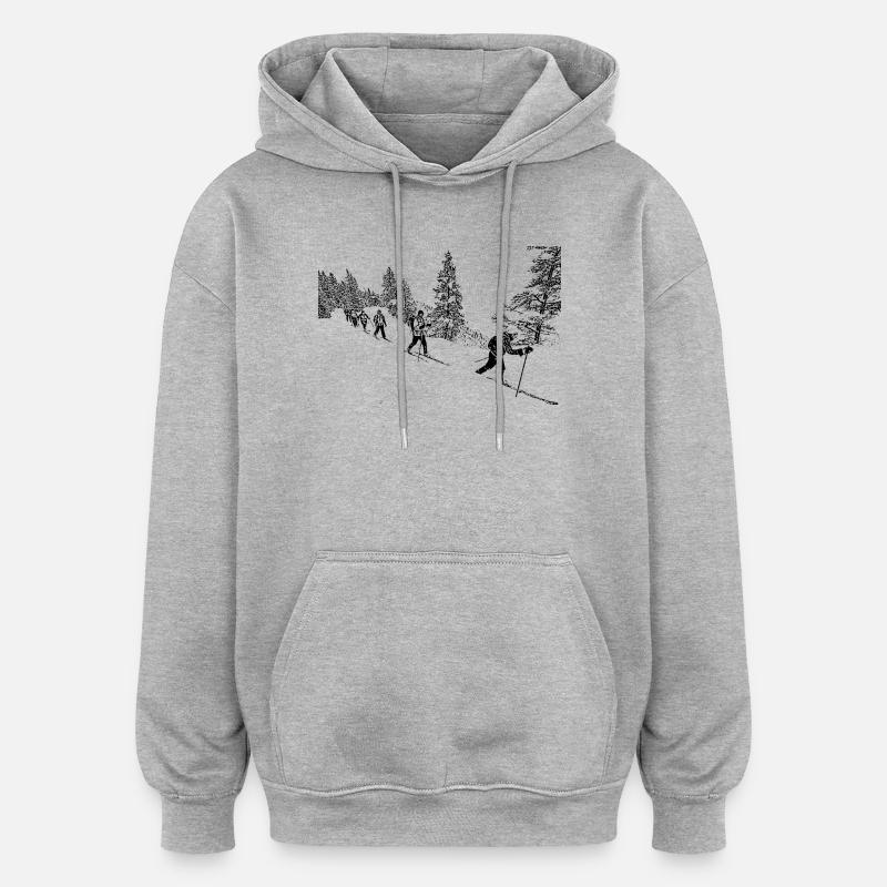 SKI - Sweat à capuche oversize unisexe - gris chiné