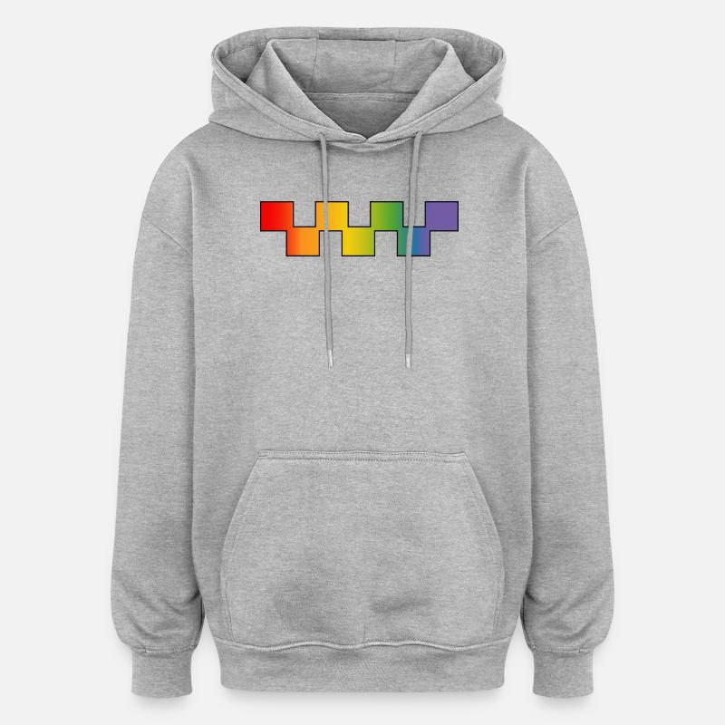 Blocs LGBTQIA arc-en-ciel | LGBT lgbtqi queer - Sweat à capuche oversize unisexe - gris chiné
