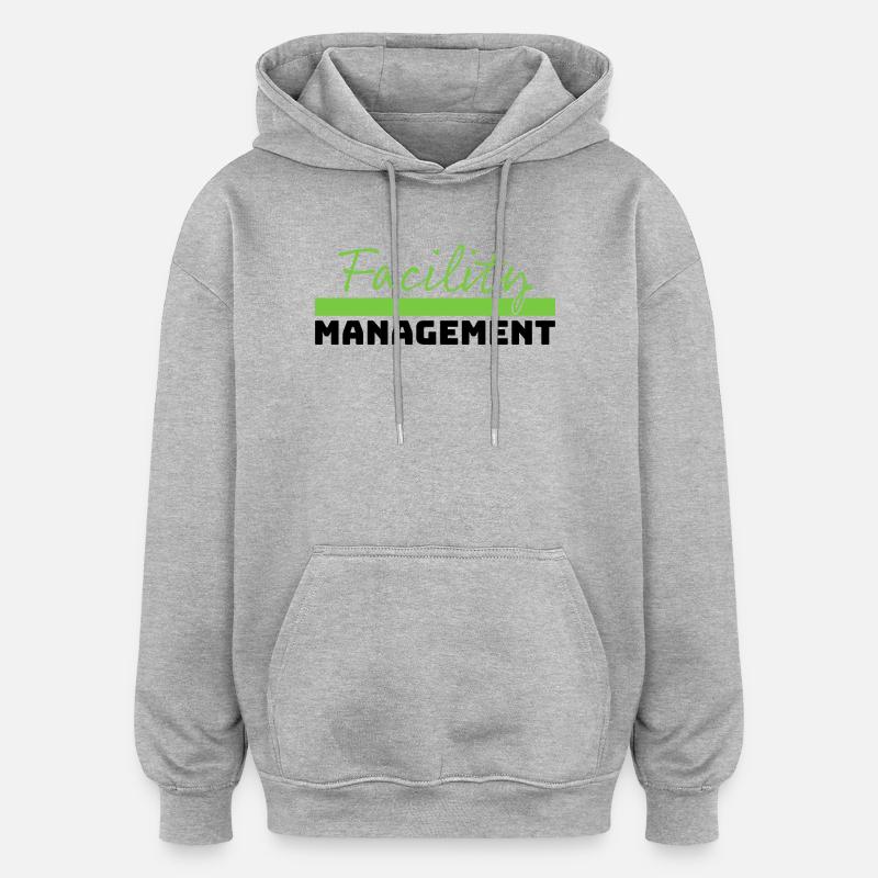 Tshirt Facility Management vert noir - Sweat à capuche oversize unisexe - gris chiné