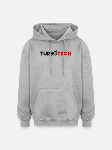 Turbotech - Red & Black Turbo-Charger - Oversized Unisex Hoodie - heather grey