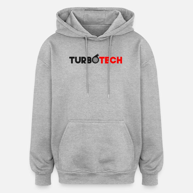 Turbotech - Turbocompresseur rouge et noir - Sweat à capuche oversize unisexe - gris chiné