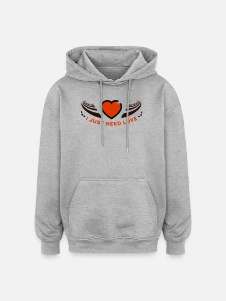 I just need love - Oversized Unisex Hoodie - heather grey