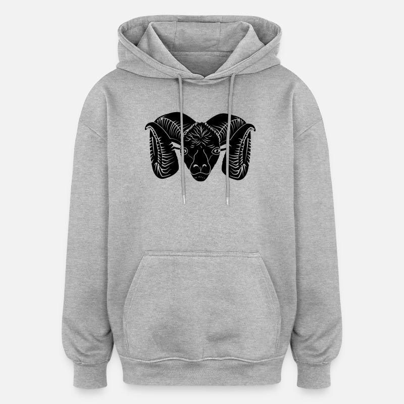 Tête de bélier - Sweat à capuche oversize unisexe - gris chiné