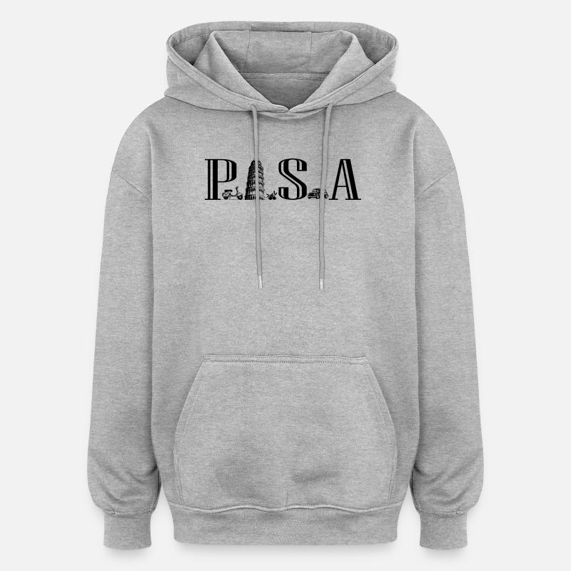 La tour de Pise - Sweat à capuche oversize unisexe - gris chiné