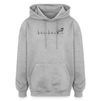 Herzschlag Pferd - Oversized Unisex Hoodie - Grau meliert - Vorne - Noah (186cm)