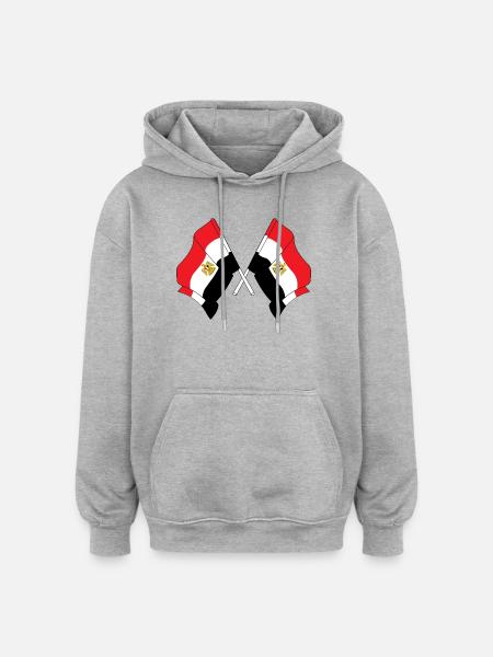 Deux drapeaux Egypte - Sweat à capuche oversize unisexe - gris chiné