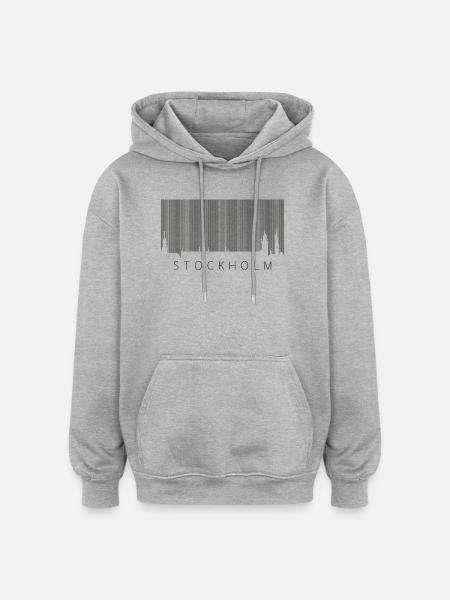 Stockholm Skyline Scandinavian Design Shirt - Oversized Unisex Hoodie - heather grey